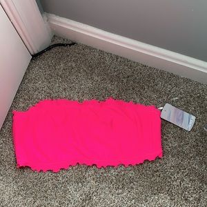 Hot pink bathing suit top with no straps